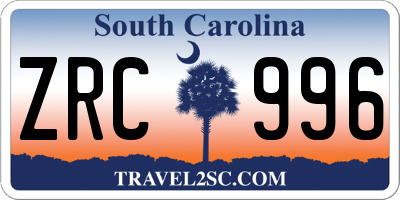 SC license plate ZRC996