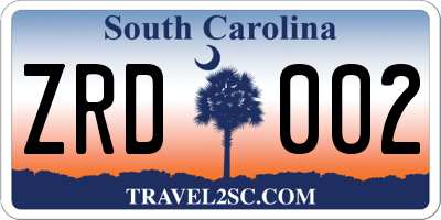 SC license plate ZRD002