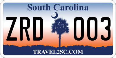 SC license plate ZRD003