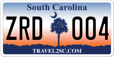 SC license plate ZRD004