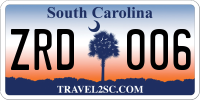 SC license plate ZRD006