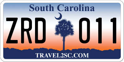 SC license plate ZRD011