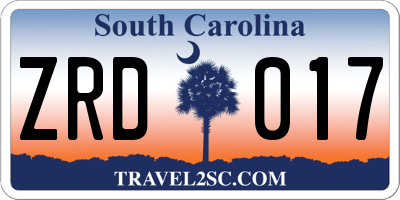 SC license plate ZRD017