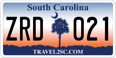 SC license plate ZRD021