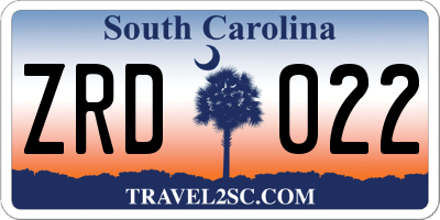 SC license plate ZRD022