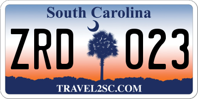 SC license plate ZRD023