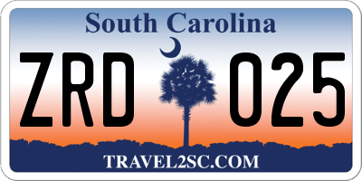 SC license plate ZRD025