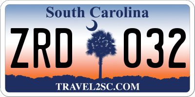 SC license plate ZRD032
