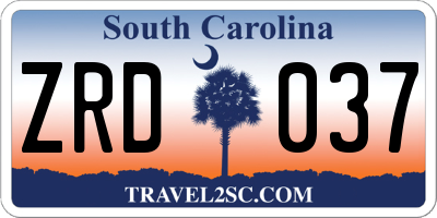SC license plate ZRD037