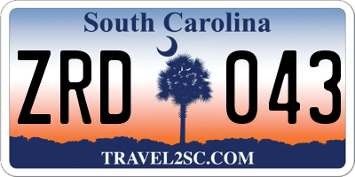 SC license plate ZRD043