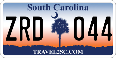 SC license plate ZRD044