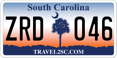 SC license plate ZRD046