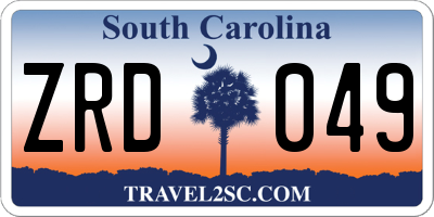 SC license plate ZRD049