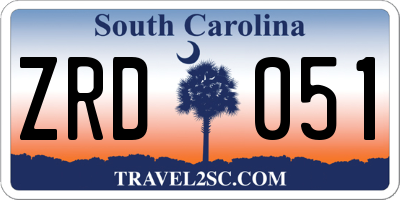 SC license plate ZRD051