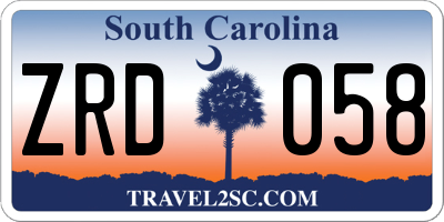 SC license plate ZRD058