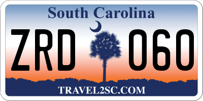SC license plate ZRD060