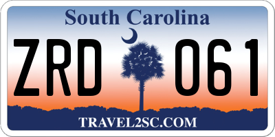 SC license plate ZRD061