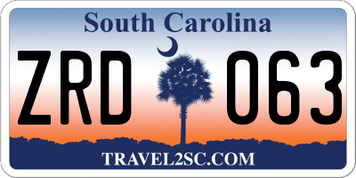 SC license plate ZRD063