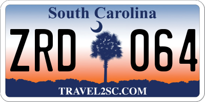 SC license plate ZRD064