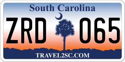 SC license plate ZRD065