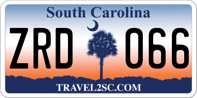 SC license plate ZRD066