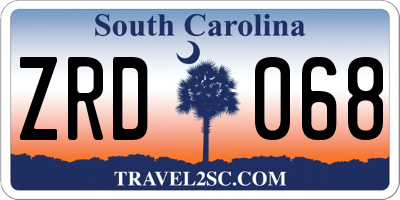 SC license plate ZRD068