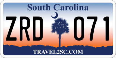 SC license plate ZRD071