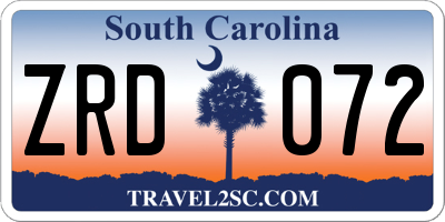SC license plate ZRD072