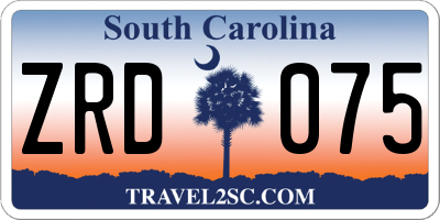 SC license plate ZRD075