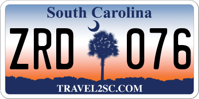 SC license plate ZRD076