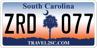 SC license plate ZRD077