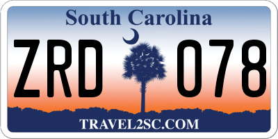 SC license plate ZRD078