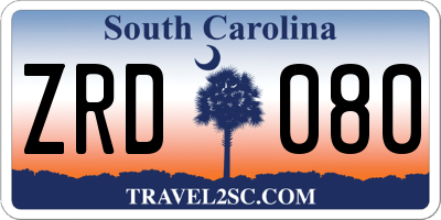 SC license plate ZRD080