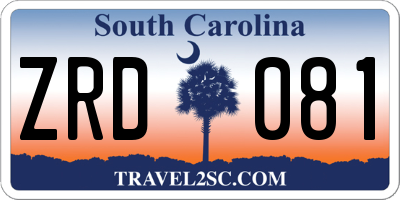 SC license plate ZRD081