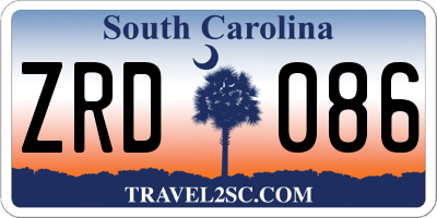 SC license plate ZRD086
