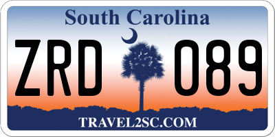 SC license plate ZRD089