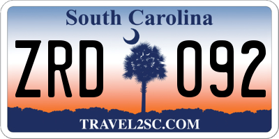 SC license plate ZRD092