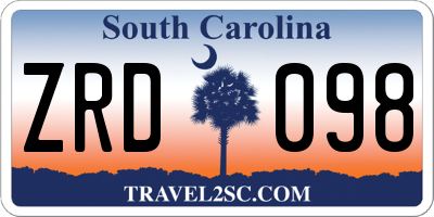 SC license plate ZRD098