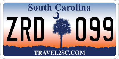 SC license plate ZRD099