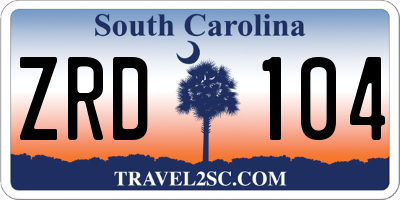 SC license plate ZRD104