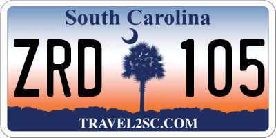 SC license plate ZRD105