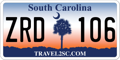 SC license plate ZRD106
