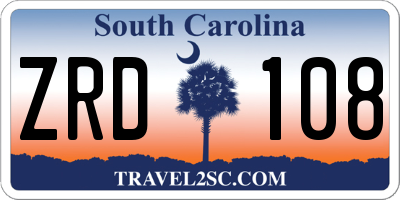 SC license plate ZRD108