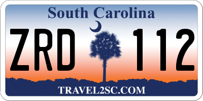 SC license plate ZRD112