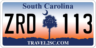 SC license plate ZRD113