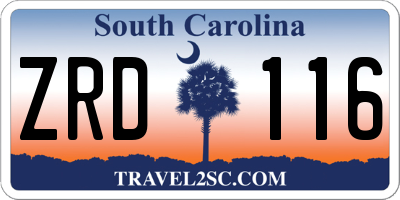 SC license plate ZRD116