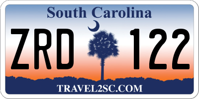 SC license plate ZRD122