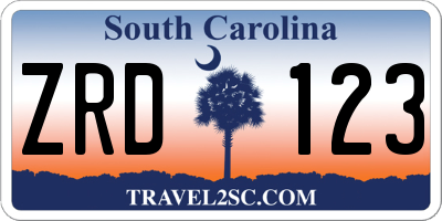 SC license plate ZRD123