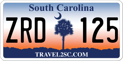SC license plate ZRD125