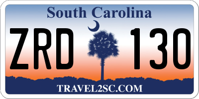 SC license plate ZRD130